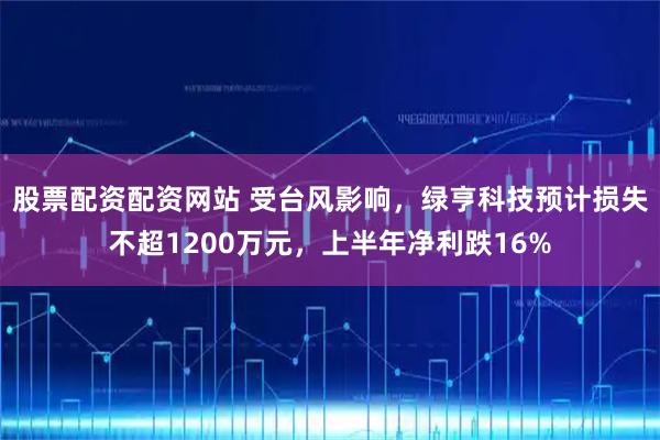 股票配资配资网站 受台风影响，绿亨科技预计损失不超1200万元，上半年净利跌16%