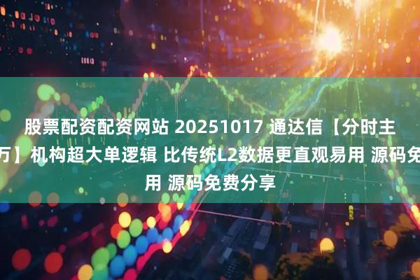 股票配资配资网站 20251017 通达信【分时主图500万】机构超大单逻辑 比传统L2数据更直观易用 源码免费分享