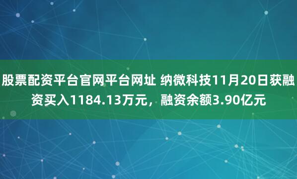 股票配资平台官网平台网址 纳微科技11月20日获融资买入1184.13万元，融资余额3.90亿元